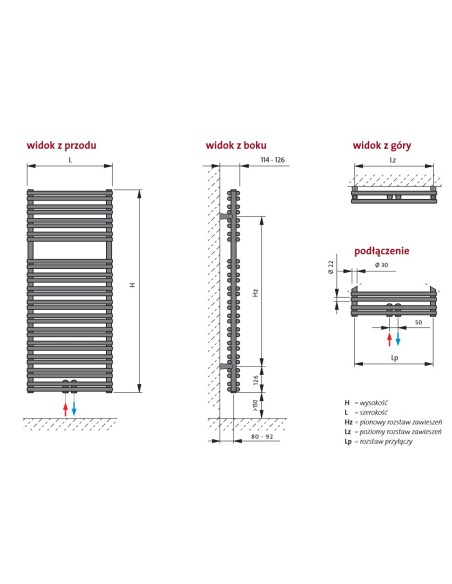 Grzejnik łazienkowy Purmo Apia 1134x500, API1105M