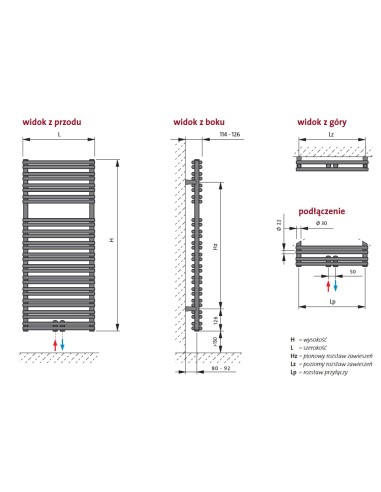 Grzejnik łazienkowy Purmo Apia 1134x500, API1105M