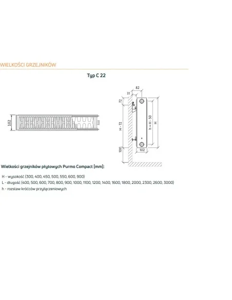 Grzejnik Purmo Compact C22 300x1800 F062230018010300