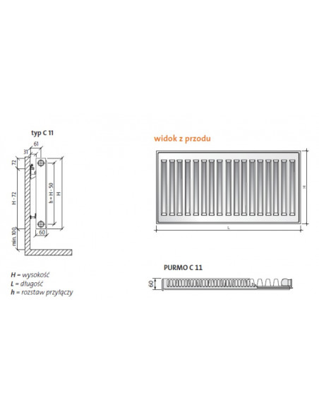 Grzejnik Purmo Compact C11 300x700 F061103007010300