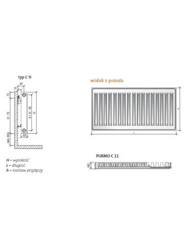 Grzejnik Purmo Compact C11 450x1200 F0611045012010300