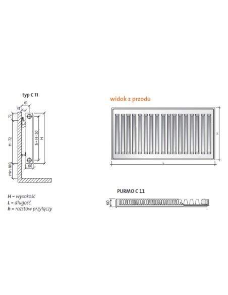 Grzejnik Purmo Compact C11 550x2000 F0611055020010300