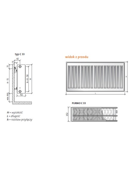 Grzejnik Purmo Compact C33 500x600 F06225006010300