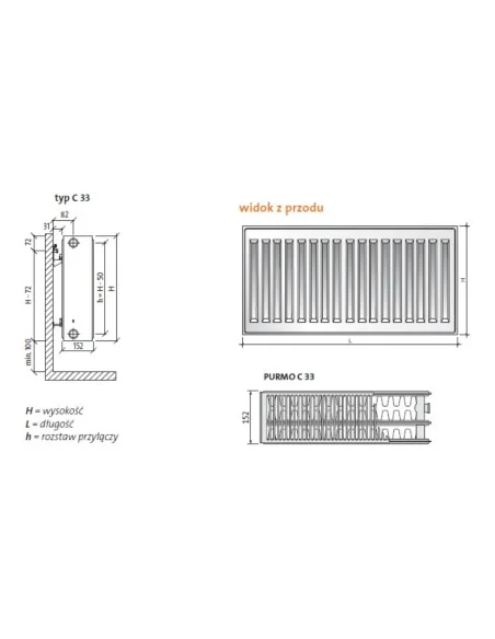 Grzejnik Purmo Compact C33 550x1400 F062255014010300