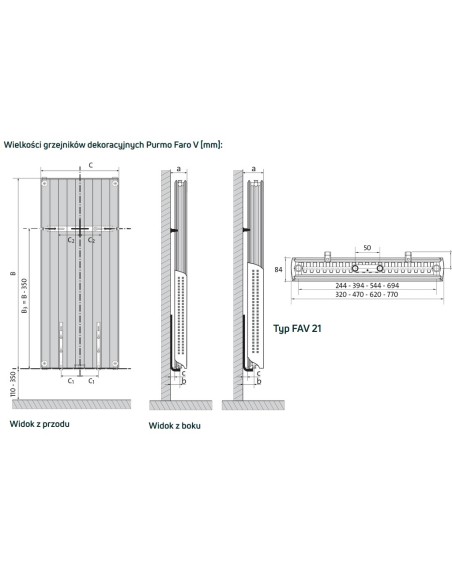 Purmo Faro H22 400x450 grzejnik płytowy z podłączeniem dolnym, F262204004510300