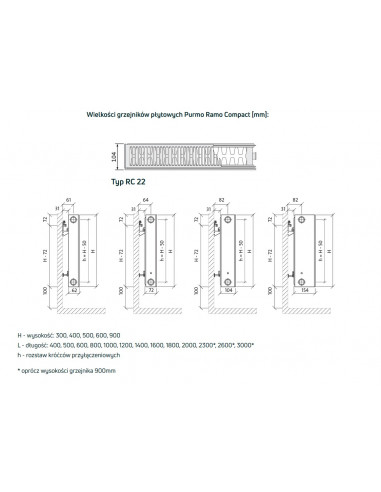 Grzejnik Purmo Ramo Compact RC22 600x800 F02206008010300