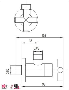 Zawór kątowy SYMETRIC 1/2" x 3/8" 244-030-00 2