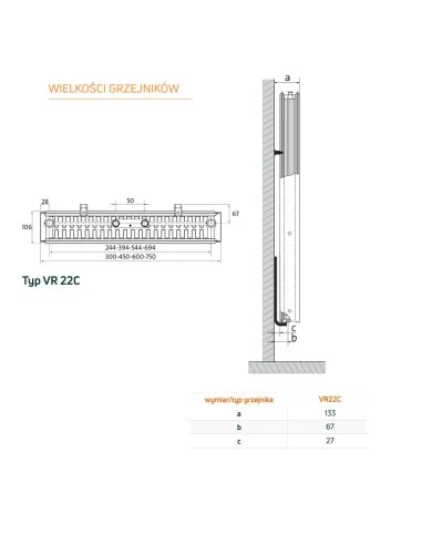 Grzejnik płytowy Vertical VR22C 1950X600 PURMO 