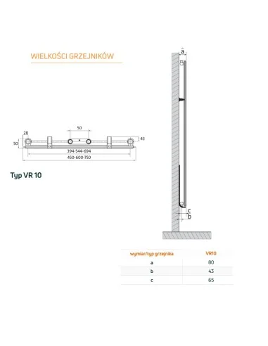 Grzejnik płytowy Vertical VR10 1500x450 PURMO F251015004501300