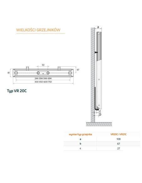 Grzejnik płytowy Vertical VR20C 1950x450 PURMO F252019504511300