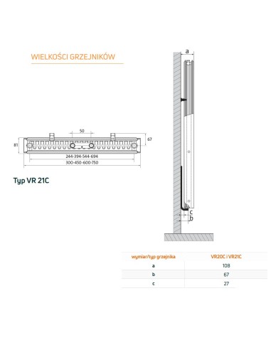 Grzejnik płytowy Vertical VR21c 1950x450 PURMO