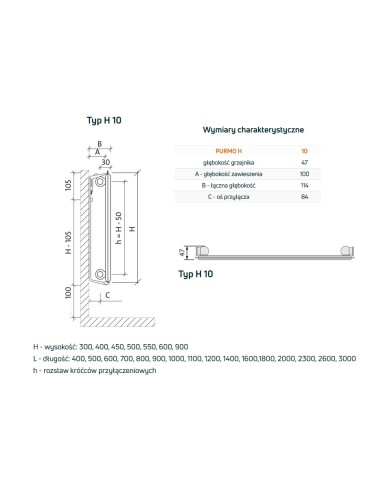 Grzejnik płytowy Purmo Hygiene H10 300x400 Grzejnik płytowy Purmo Hygiene H10 300x400