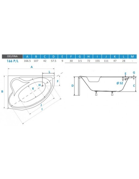 PMD Piramida Delfina 166x107 wanna asymetryczna P/L