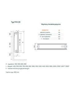 Purmo Plan Ventil Hygiene grzejnik płytowy FHV20 900x400, dolne podłączenie 2