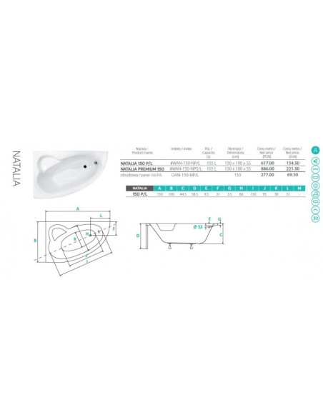 Wanna asymetryczna 150 Natalia PMD Piramida