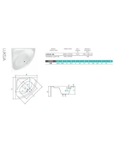 Wanna symetryczna 150 Luksja PMD Piramida 