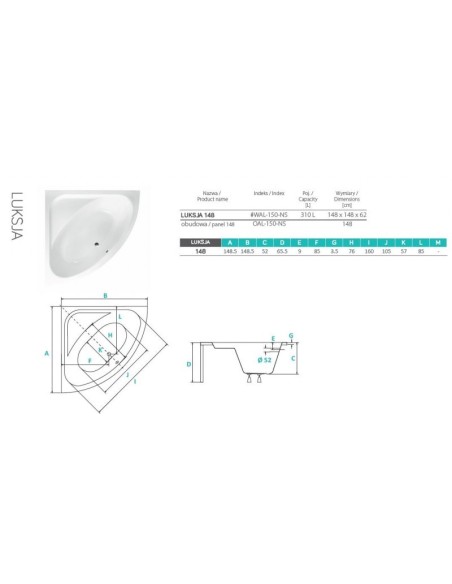 Wanna symetryczna 150 Luksja PMD Piramida 