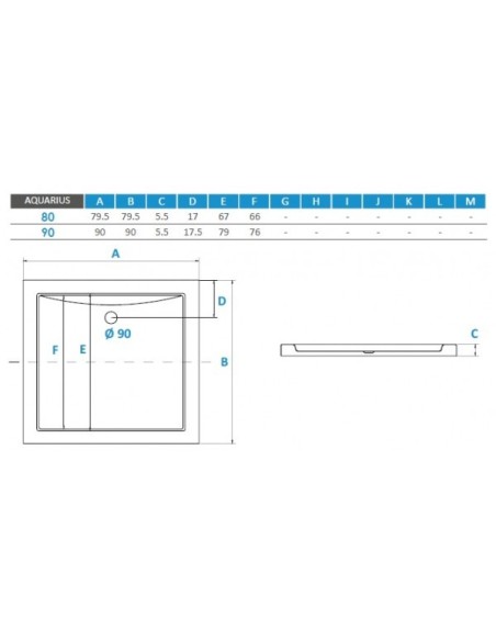 PMD Piramida Aquarius 80x80x3 brodzik płytki