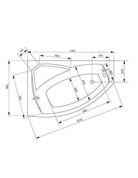 Wanna asymetryczna Besco Rima 130x85