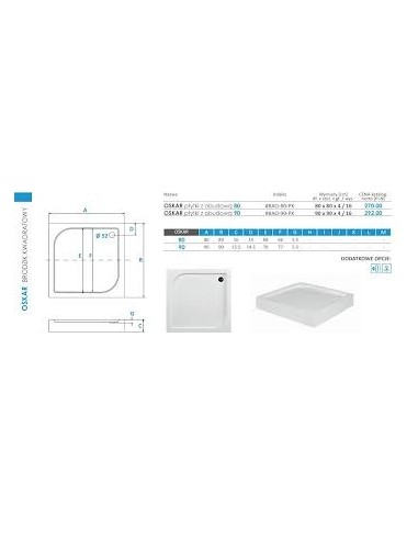 PMD Piramida Oskar 80x80x4 brodzik płytki