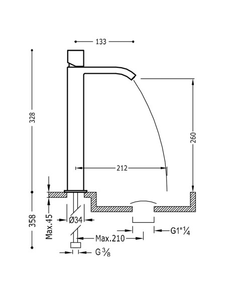 Bateria umywalkowa stojąca TRES - CUADRO 00661002