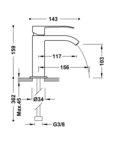 Bateria umywalkowa stojąca TRES - CUADRO 00661002