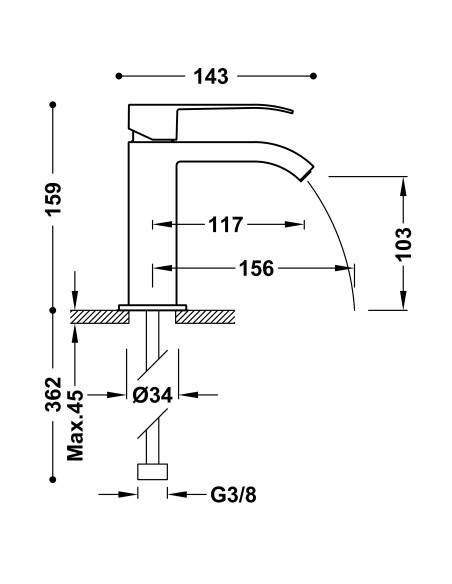 Bateria umywalkowa stojąca TRES - CUADRO 00661002