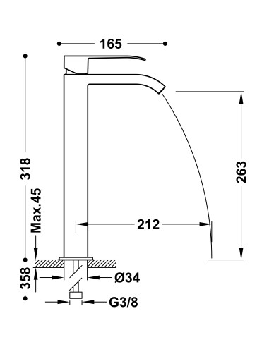 Bateria umywalkowa stojąca TRES - CUADRO 00661001
