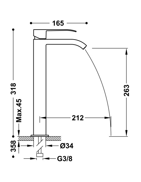 Bateria umywalkowa stojąca TRES - CUADRO 00661001