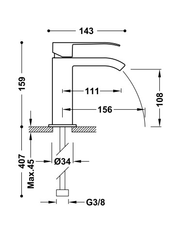 Bateria umywalkowa stojąca TRES - CUADRO 00611002