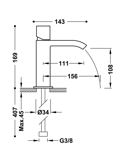 Bateria umywalkowa stojąca TRES - CUADRO 00611001