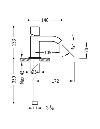 Bateria umywalkowa stojąca TRES - CUADRO 107103