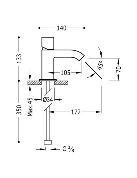 Bateria umywalkowa stojąca TRES - CUADRO 107103