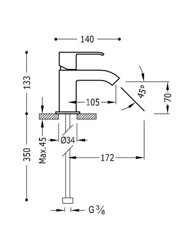 Bateria umywalkowa stojąca TRES - CUADRO 107103