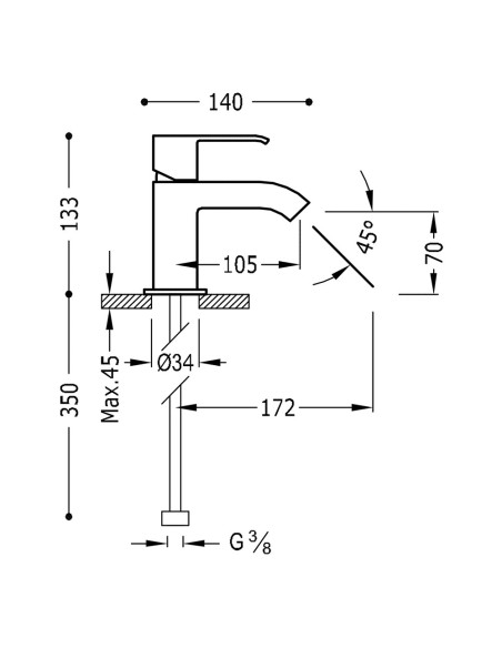 Bateria umywalkowa stojąca TRES - CUADRO 107103