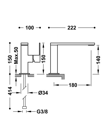 Bateria umywalkowa stojąca TRES - CUADRO 10620501