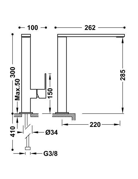 Bateria umywalkowa stojąca TRES - CUADRO 10620501