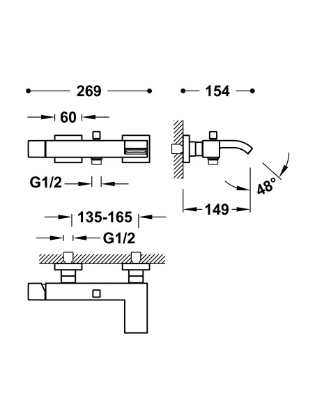Bateria wannowa z kaskadą TRES - CUADRO 10717002