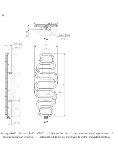 Grzejnik dekoracyjny Terma Technologie Perła 1360x600 WGPER136060-CH CHROM