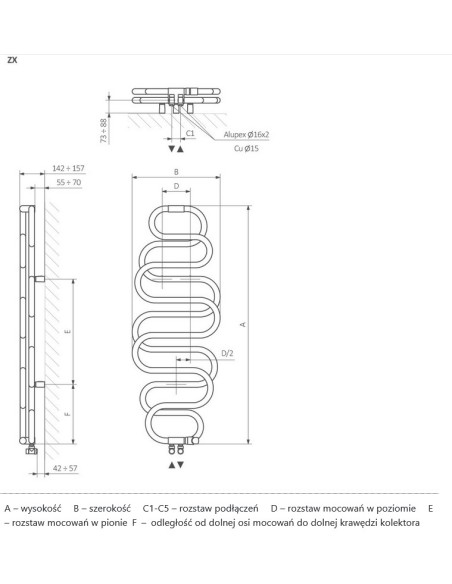 Grzejnik dekoracyjny Terma Technologie Perła 1760x600 WGPER176060-CH CHROM
