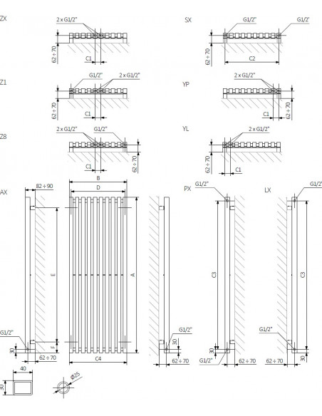 Terma Technologie Triga 1300x480 grzejnik dekoracyjny WGTRG130048