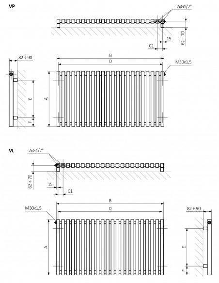 Terma Technologie Triga 1700x580 grzejnik dekoracyjny WGTRG170058