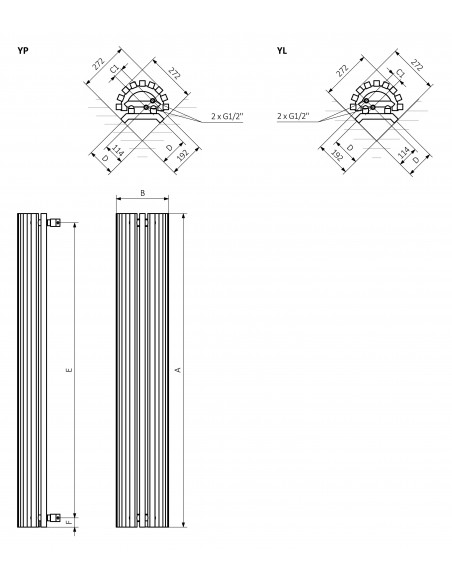 Terma Technologie Triga AN 1900x280 grzejnik dekoracyjny WGVER190028