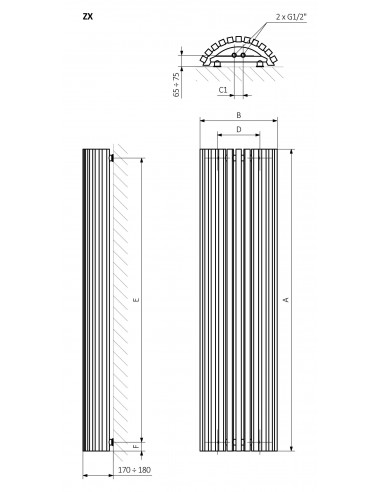 Terma Technologie Triga AN 1700x280 grzejnik dekoracyjny WGVER170028