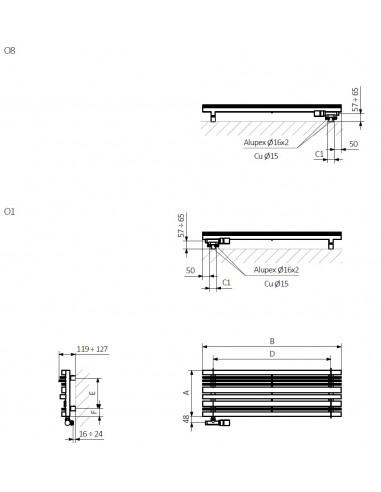 Terma Technologie Sherwood Horizontal 440x1300 grzejnik dekoracyjny WGSTH044130