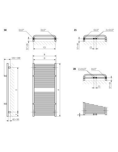 Terma Technologie Grzejnik łazienkowy LIMA 1140x300 biały WGLIM114030
