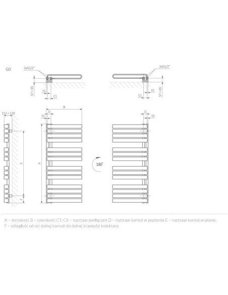 Grzejnik łazienkowy Terma WARP S 655x500 biały WGWAS065050