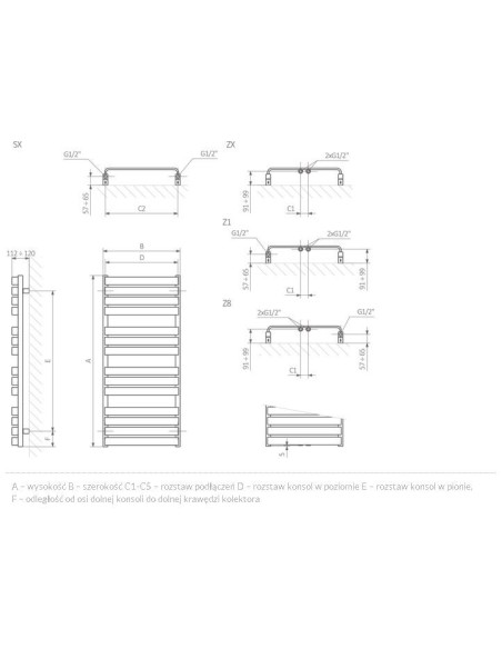 Grzejnik łazienkowy Terma WARP T 655x500 biały WGWAT065050