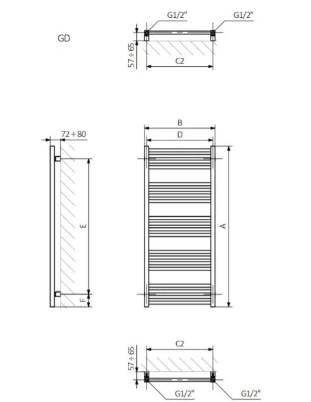 Terma Technologie Grzejnik łazienkowy FIONA 660x400 Biały WGFIN066040