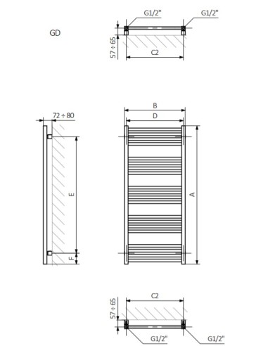 Terma Technologie Grzejnik łazienkowy FIONA 660x400 Biały WGFIN066040